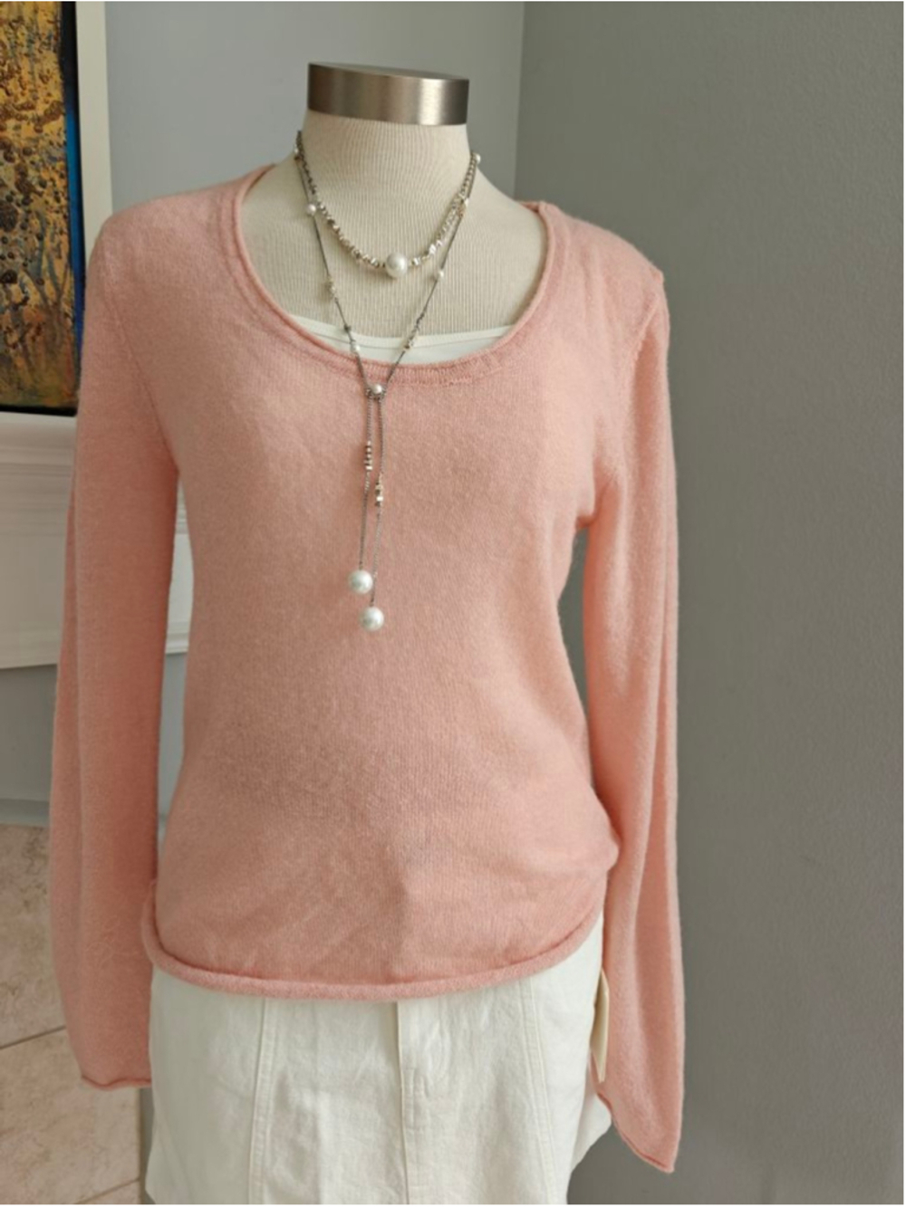Alpaca Wool Blend Sweater | Soft Pink Lightweight Knit
